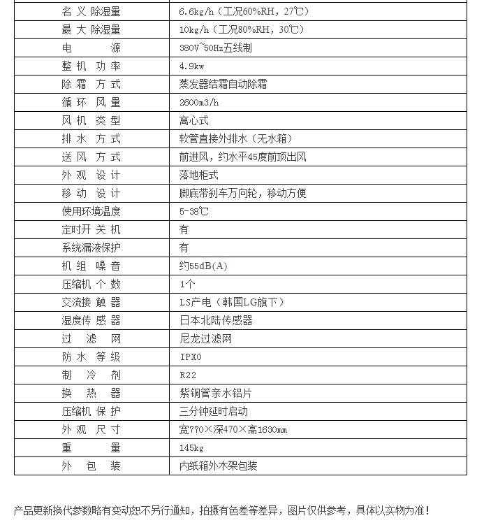 HJ-8240H煙草倉庫回潮除濕機參數(shù)表